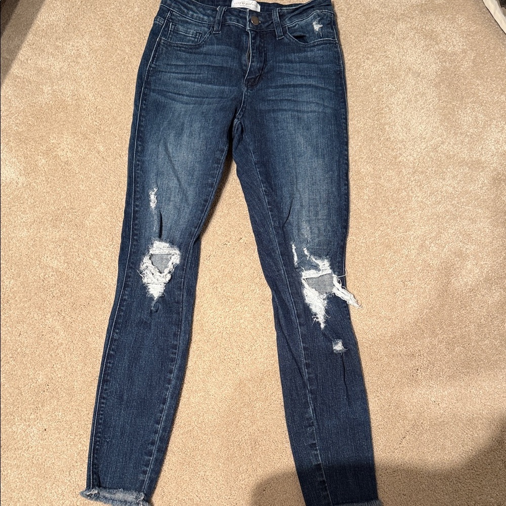 Pink Lily Midnight Blue Ripped Skinny Jeans